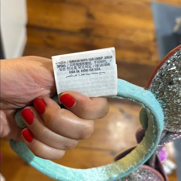 Disney Purple and Blue Little Mermaid Minnie Ears Headband Glitter and Pearls - Picture 4 of 6